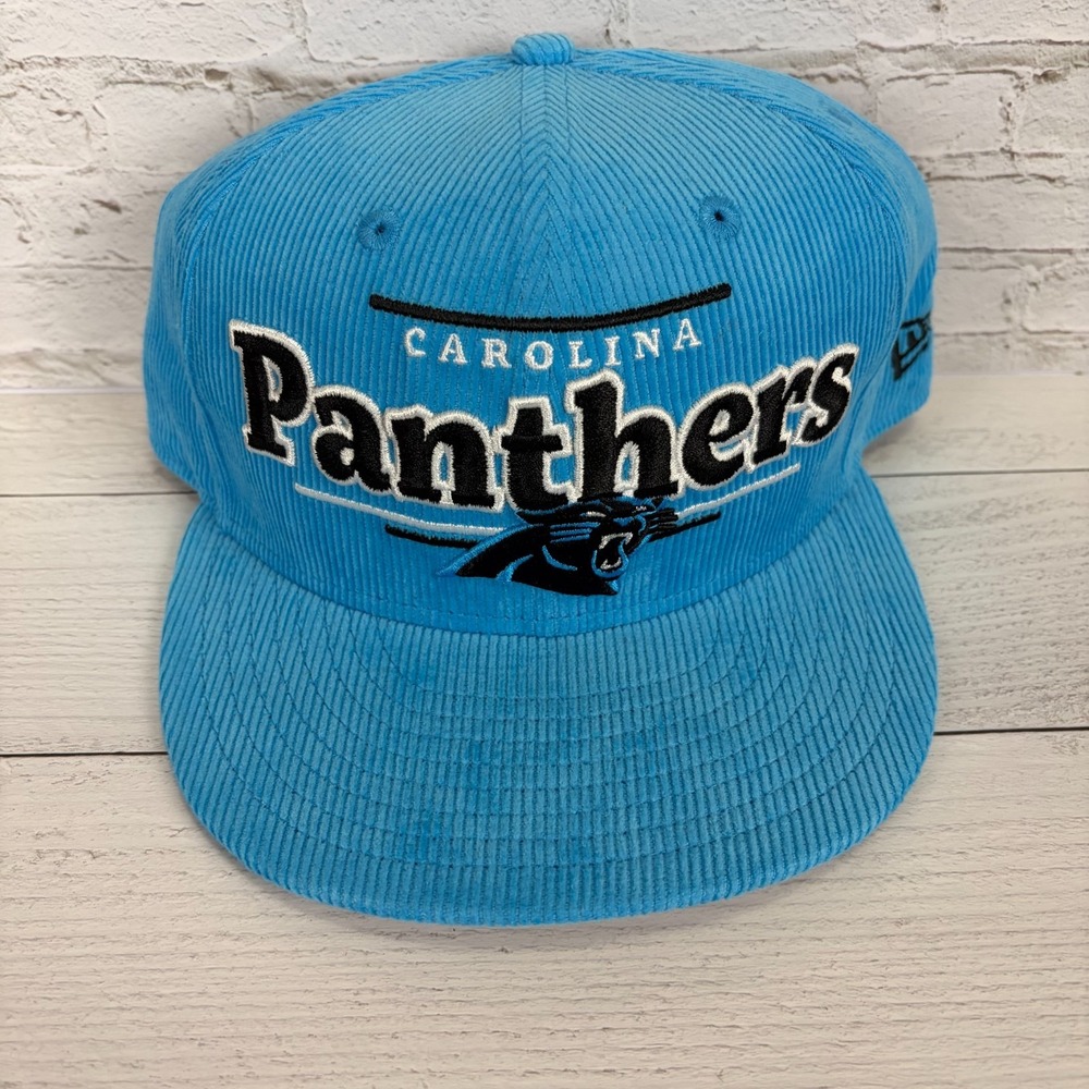 New Era 9Fifty Carolina Panthers Corduroy Snapback Hat Cap Adjustable Blue